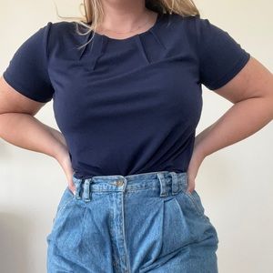 Banana Republic navy short sleeve blouse business shirt